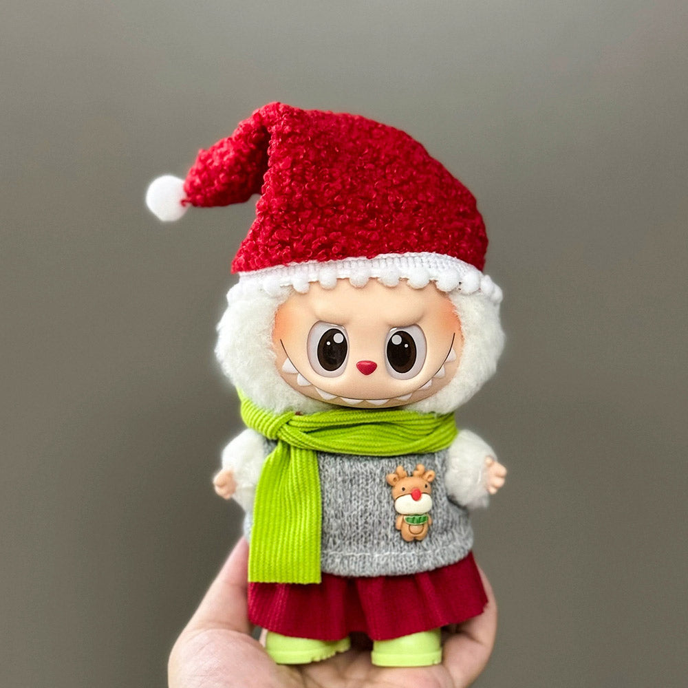 Christmas Outfit & Shoes Set for 6.7-inch (17cm) Vinyl Figures – Labubu & Similar Dolls