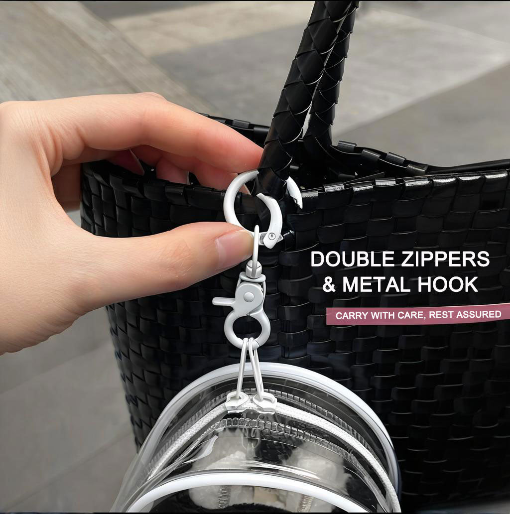 Clear Protective Carrying Case for 15–17cm Labubu Figures – Thickened PVC Dustproof Bag with Double Zippers & Metal Hook