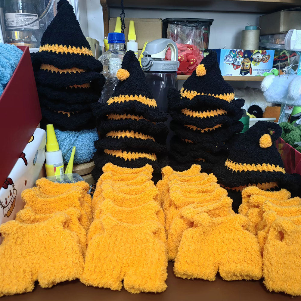 Handmade Crochet Halloween Pumpkin Outfit Set for Labubu 6.7" Figures