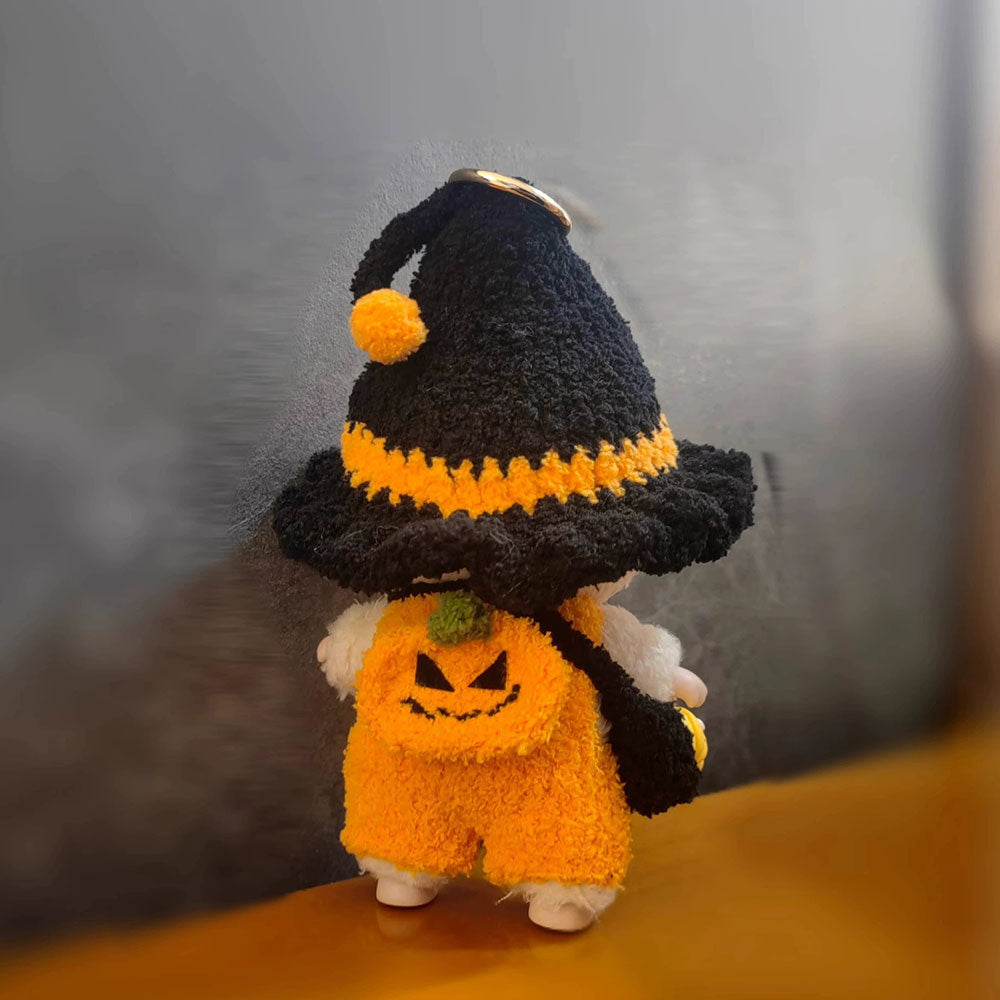 Handmade Crochet Halloween Pumpkin Outfit Set for Labubu 6.7" Figures
