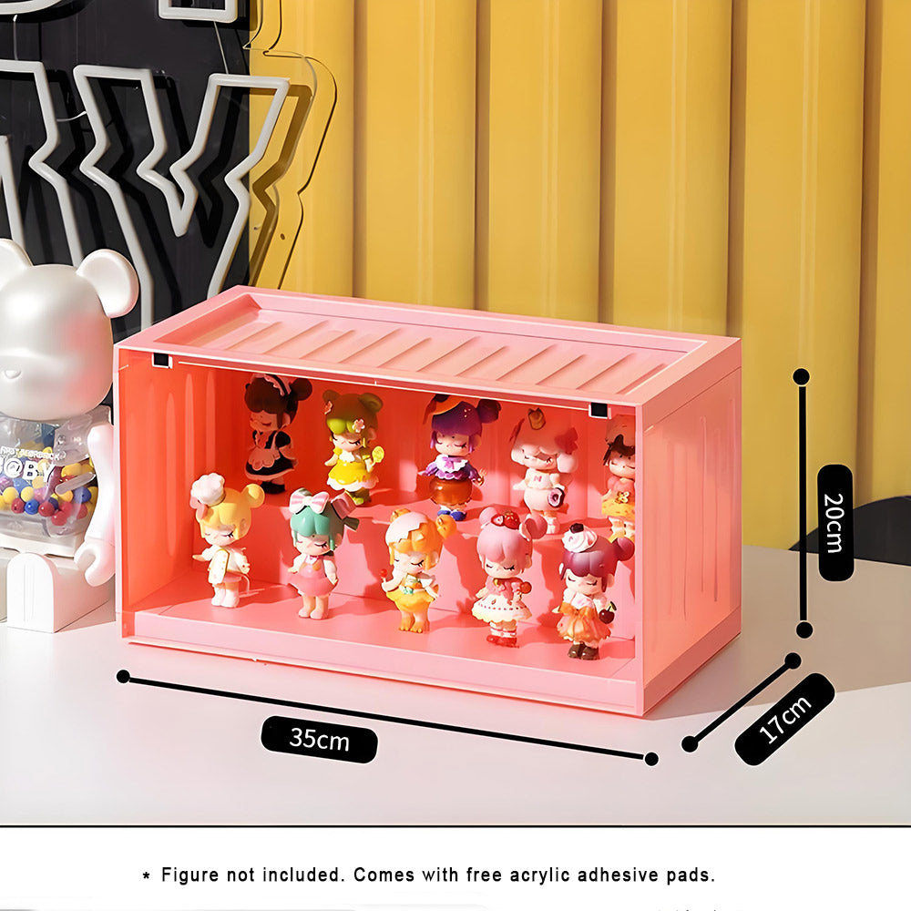 POP MART Blind Box Display Case – Stackable Container Cabinet for Figurines & Collectibles, Transparent Magnetic Door