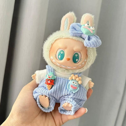 Cute Outfits for 17cm Seated Labubu Keychain Dolls – Clothes Only, Multiple Styles Available