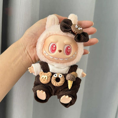 Cute Outfits for 17cm Seated Labubu Keychain Dolls – Clothes Only, Multiple Styles Available