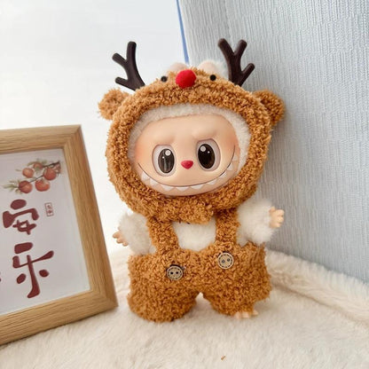 Cute Outfits for 17cm Seated Labubu Keychain Dolls – Clothes Only, Multiple Styles Available