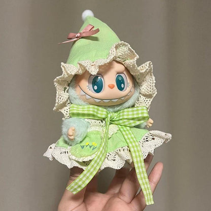 Cute Outfits for 17cm Seated Labubu Keychain Dolls – Clothes Only, Multiple Styles Available