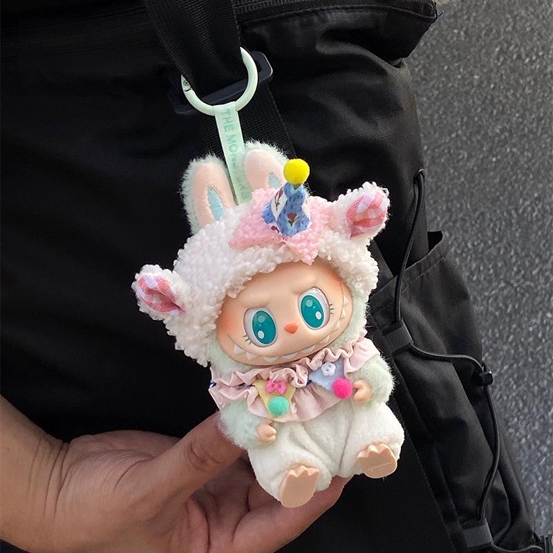 Cute Outfits for 17cm Seated Labubu Keychain Dolls – Clothes Only, Multiple Styles Available