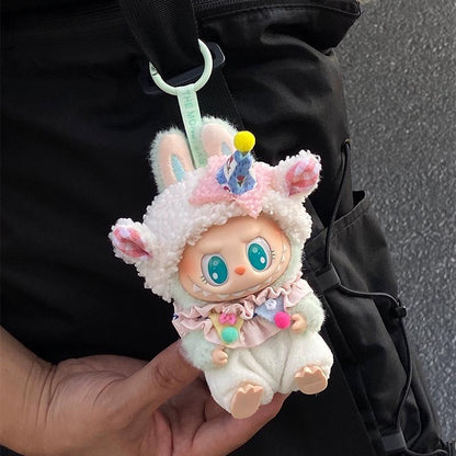 Cute Outfits for 17cm Seated Labubu Keychain Dolls – Clothes Only, Multiple Styles Available