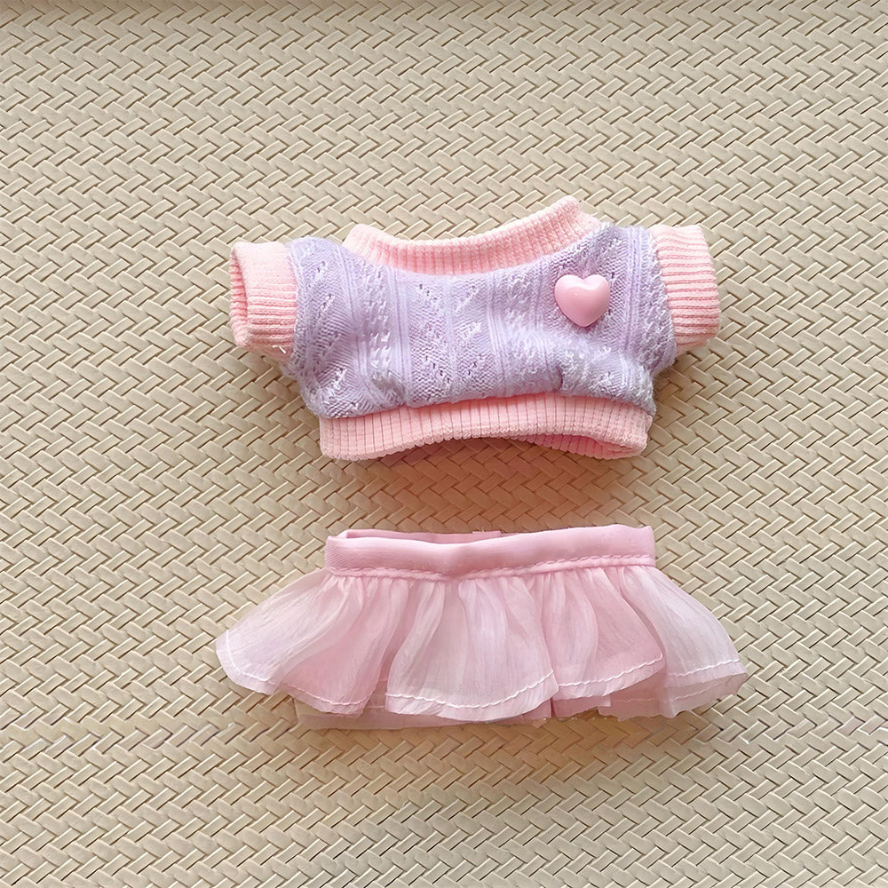 “Sweet Day Out” Outfit Set for 15–17cm Dolls – 6-Piece Pastel Style for Labubu