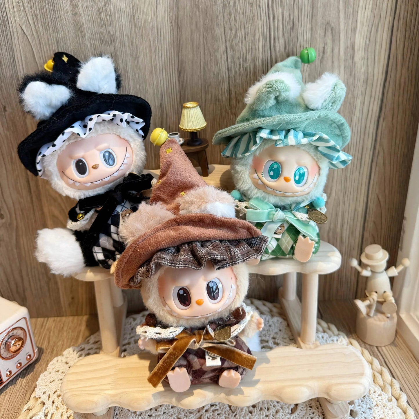 Labubu Wizard Outfit Set for 17cm Figures – Green Cat & Fox Series Clothes