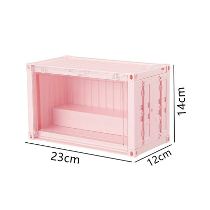POP MART Blind Box Display Case – Stackable Container Cabinet for Figurines & Collectibles, Transparent Magnetic Door
