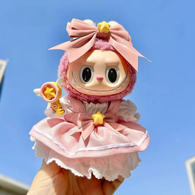Cute Outfits for 17cm Seated Labubu Keychain Dolls – Clothes Only, Multiple Styles Available