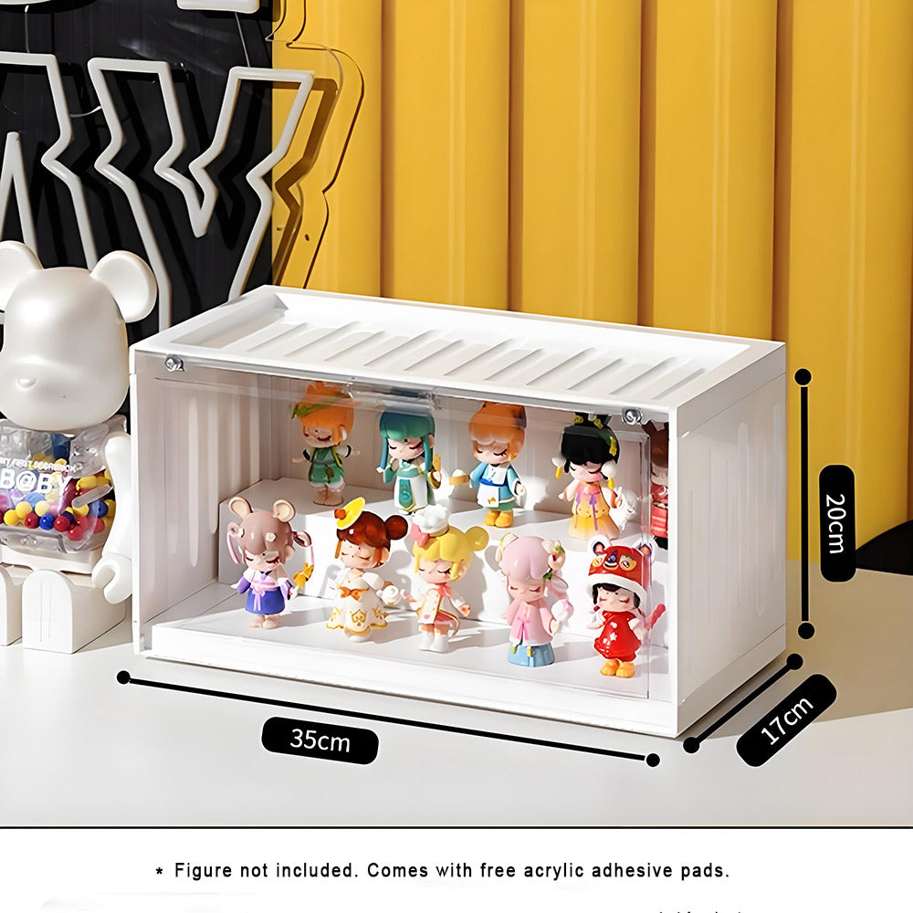 POP MART Blind Box Display Case – Stackable Container Cabinet for Figurines & Collectibles, Transparent Magnetic Door