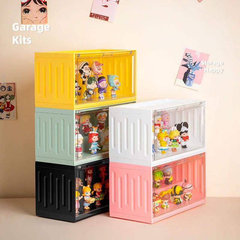 POP MART Blind Box Display Case – Stackable Container Cabinet for Figurines & Collectibles, Transparent Magnetic Door