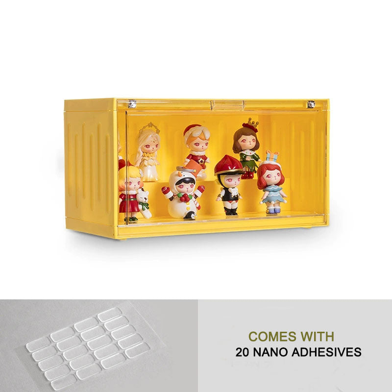 POP MART Blind Box Display Case – Stackable Container Cabinet for Figurines & Collectibles, Transparent Magnetic Door
