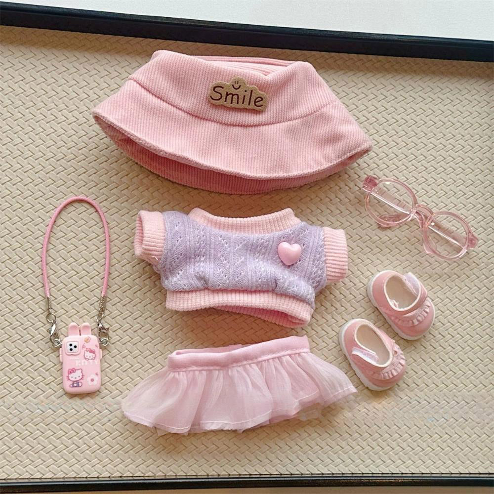 “Sweet Day Out” Outfit Set for 15–17cm Dolls – 6-Piece Pastel Style for Labubu