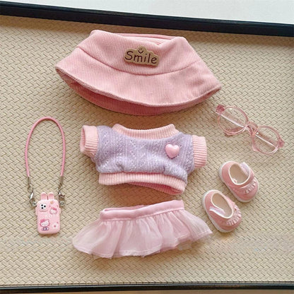“Sweet Day Out” Outfit Set for 15–17cm Dolls – 6-Piece Pastel Style for Labubu