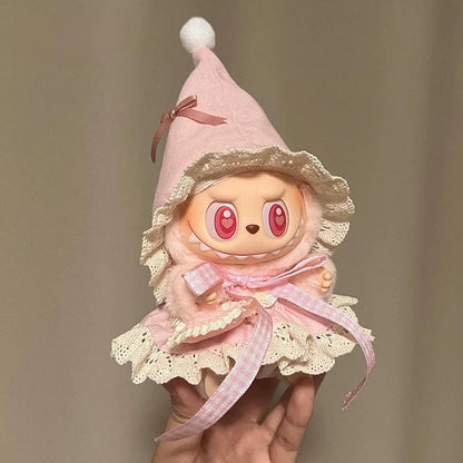 Cute Outfits for 17cm Seated Labubu Keychain Dolls – Clothes Only, Multiple Styles Available