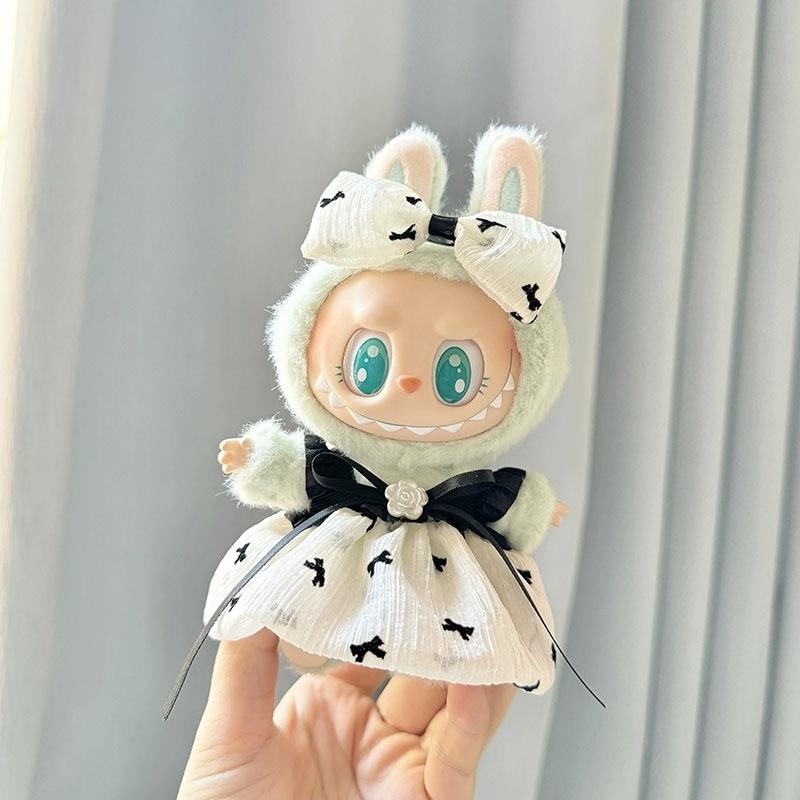 Cute Outfits for 17cm Seated Labubu Keychain Dolls – Clothes Only, Multiple Styles Available