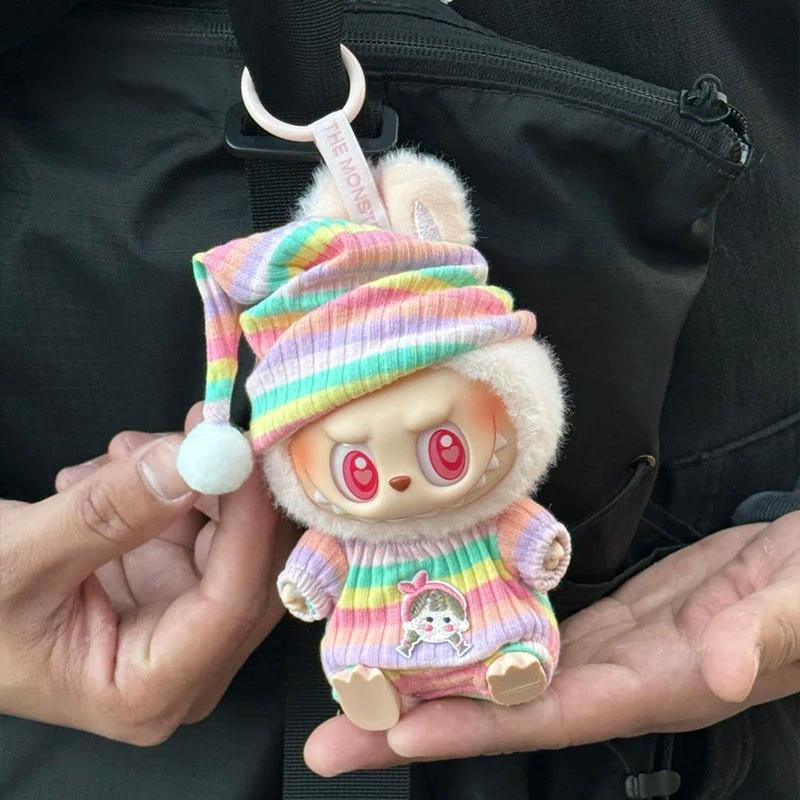 Cute Outfits for 17cm Seated Labubu Keychain Dolls – Clothes Only, Multiple Styles Available